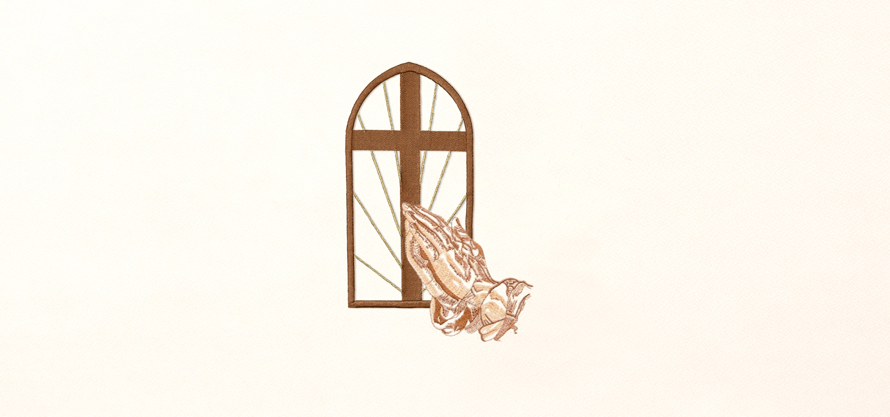 Church Window Hands Bronze Rosetan Faux